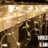 100 LED lampiņu aizkars silti balts 5.5 m