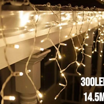 300 LED lampiņu aizkars silts balts 14.5 m