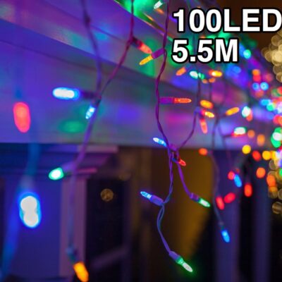 100 LED lampiņu aizkars krāsains 5.5 m