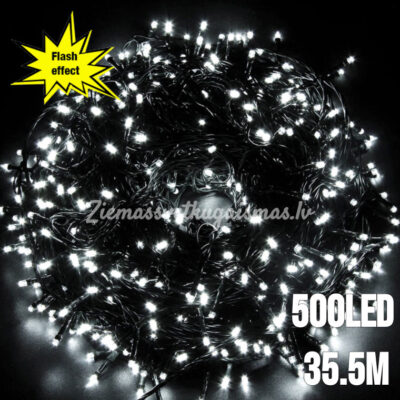 Profesionālas 500 LED Ziemassvētku gaismas auksti baltas, mirgo auksti balti 35.5 m