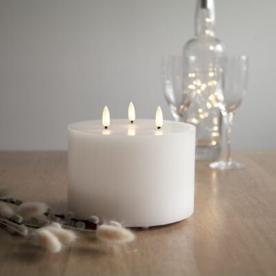 Vaska svece LED Flamme trīs liesmu baltā 13cm