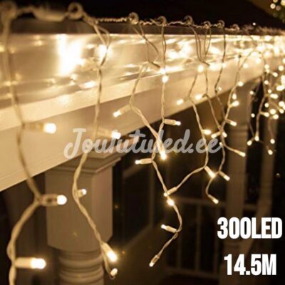 300 LED lampiņu aizkars silts balts 14.5 m
