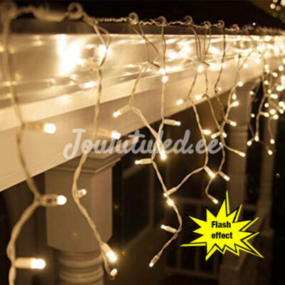 300 LED lampiņu aizkars MIRDZOŠS silti balts + auksti balts 14.5 m