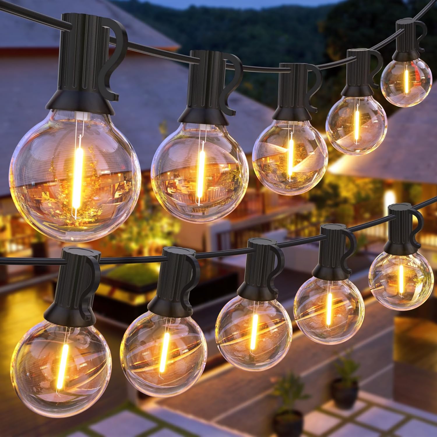 LED lampiņu virtene 20M 20 SPULDZES silti balta 2700K melna (spuldzes komplektā)