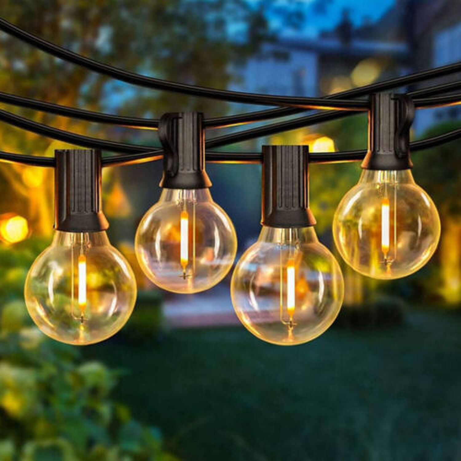 LED lampiņu virtene 10M 10 SPULDZES silti balta 2700K melna (spuldzes komplektā)