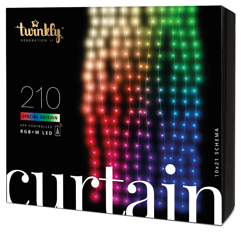 Viedās Ziemassvētku lampiņas Twinkly Curtain Special Edition 1m x 2m 210 RGB+W LEDs (Gen II)