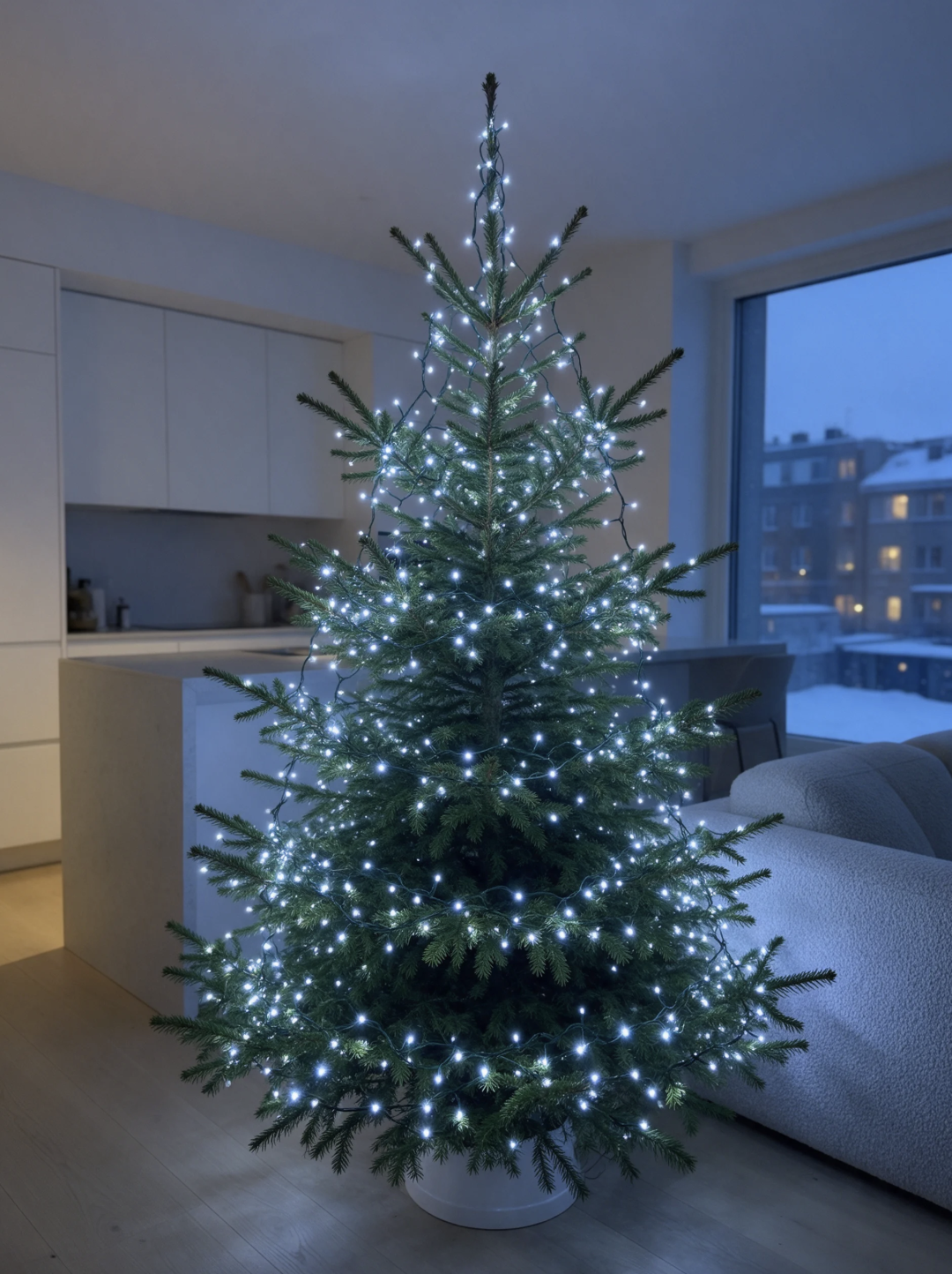 300 LED Ziemassvētku gaismas auksti baltas 22M