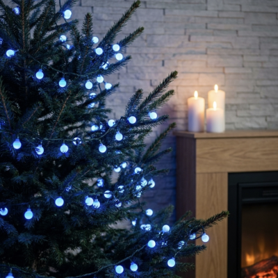 100 LED bumbiņu gaismas virtene zila 8.5 m