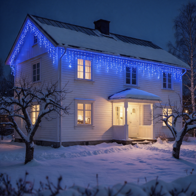 300 LED lampiņu aizkars zils 14.5M