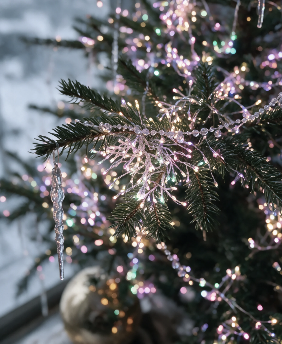 LED cluster Ziemassvētku gaismas uz sudraba stieples