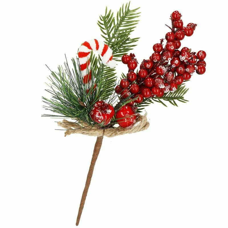 Dekoratīvs zariņš ar ogām un konfekšu nūjiņu 24 cm