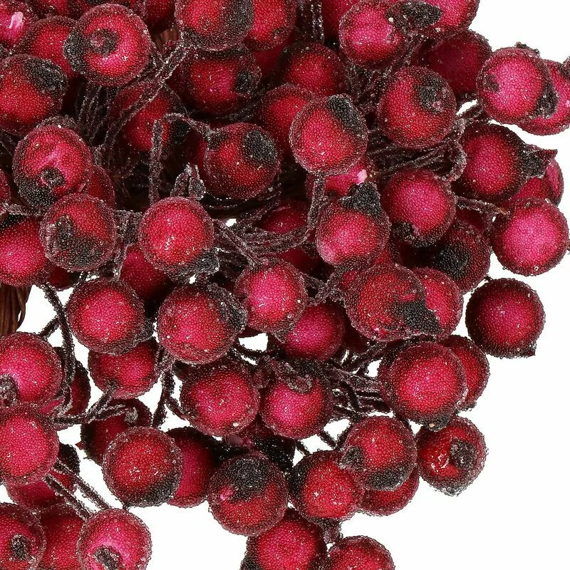 Sarmotas pīlādžu ogas uz stieples, 100 gab., tumši sarkanas
