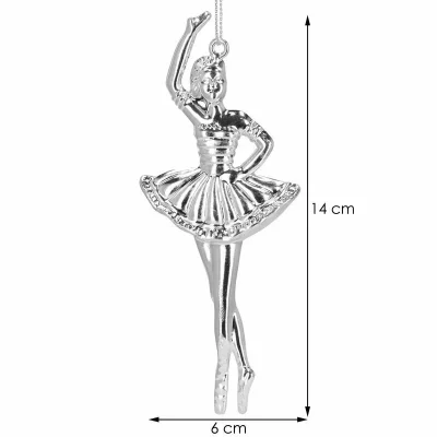 Eglīšu rotājumi „Balerīna” 2 gab., sudraba, 14 cm