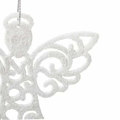 Eglīšu rotājumi „Eņģelis” 3 gab., balti mirdzoši, 10 cm