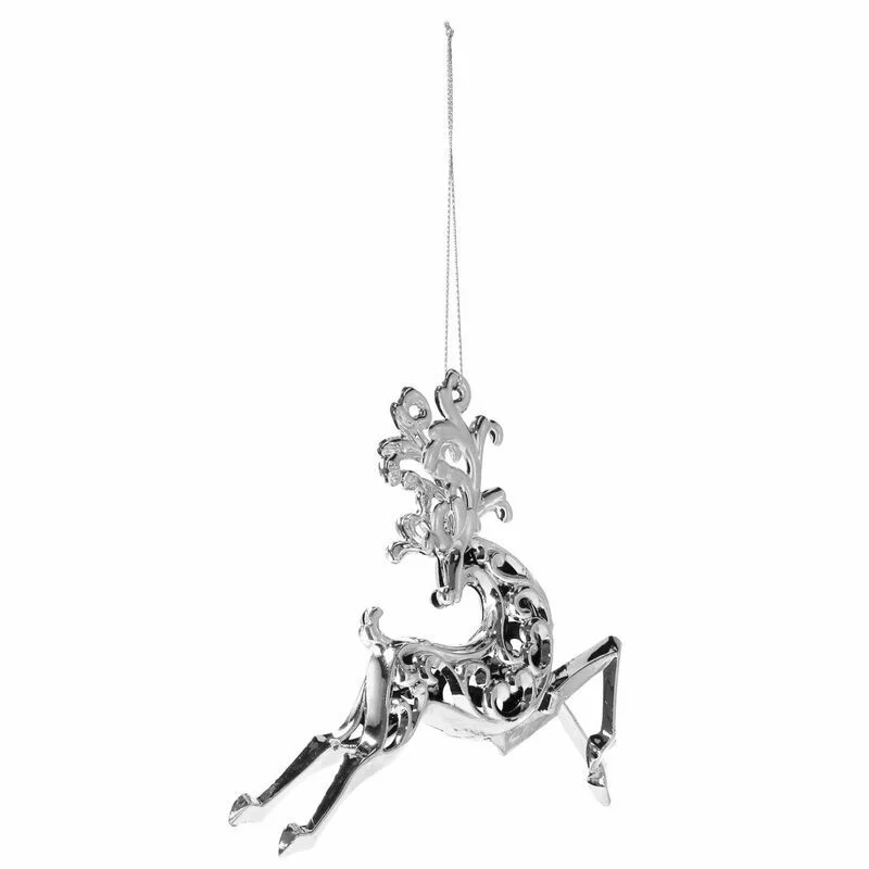 Eglīšu rotājumi „Ziemeļbriedis” 2 gab., sudraba, 13 cm