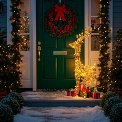 LED dekorācija "Briedis" silti balts 80LED