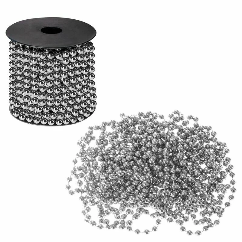 Pērļu virtene eglītei 10 m, sudraba, 8 mm