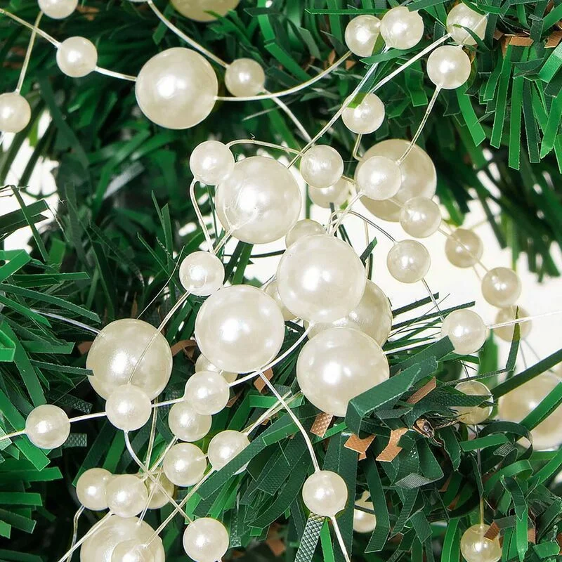 Pērļu virtene eglītei 5 m, krēmkrāsas, 8 + 3 mm