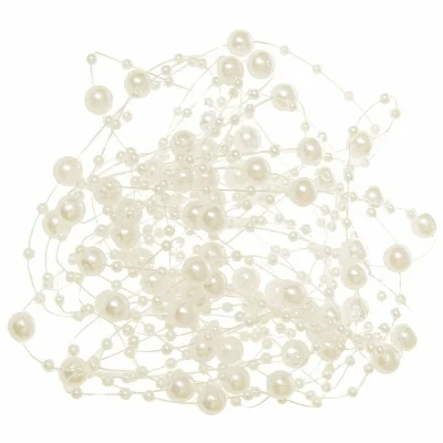 Pērļu virtene eglītei 5 m, krēmkrāsas, 8 + 3 mm