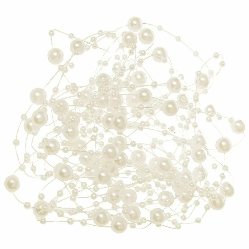 Pērļu virtene eglītei 5 m, krēmkrāsas, 8 + 3 mm