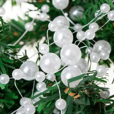 Pērļu virtene eglītei 5 m, balta, 8 + 3 mm
