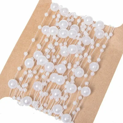 Pērļu virtene eglītei 5 m, balta, 8 + 3 mm