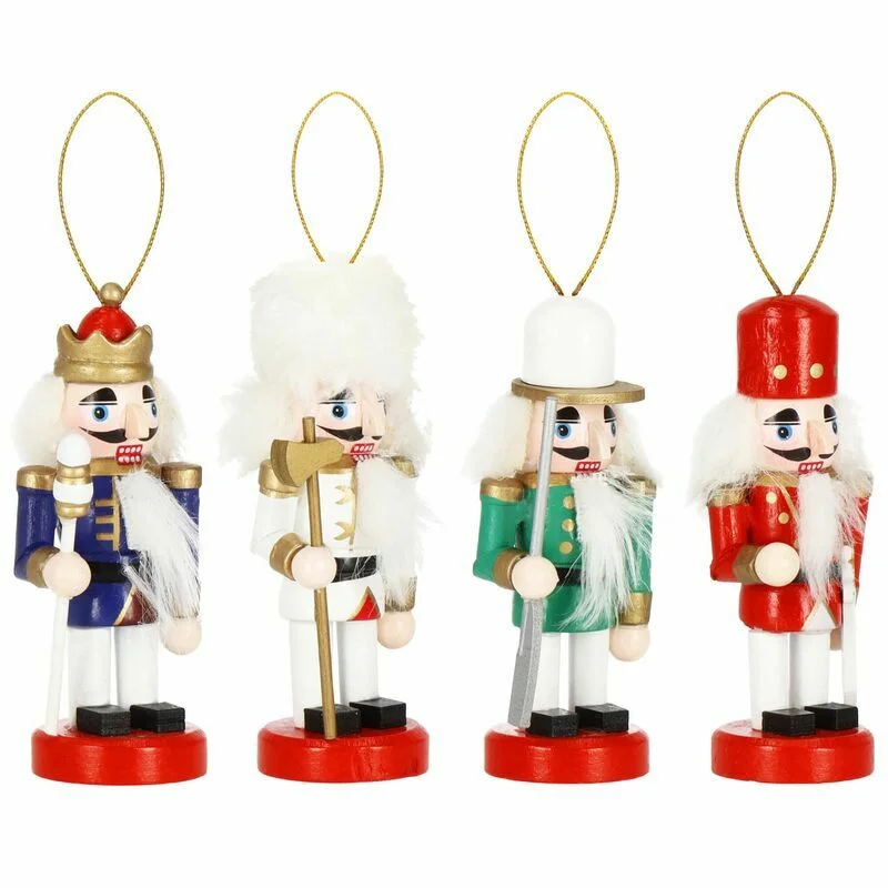 Koka eglīšu rotājumi „Riekstkodis” 4 gab., 10 cm